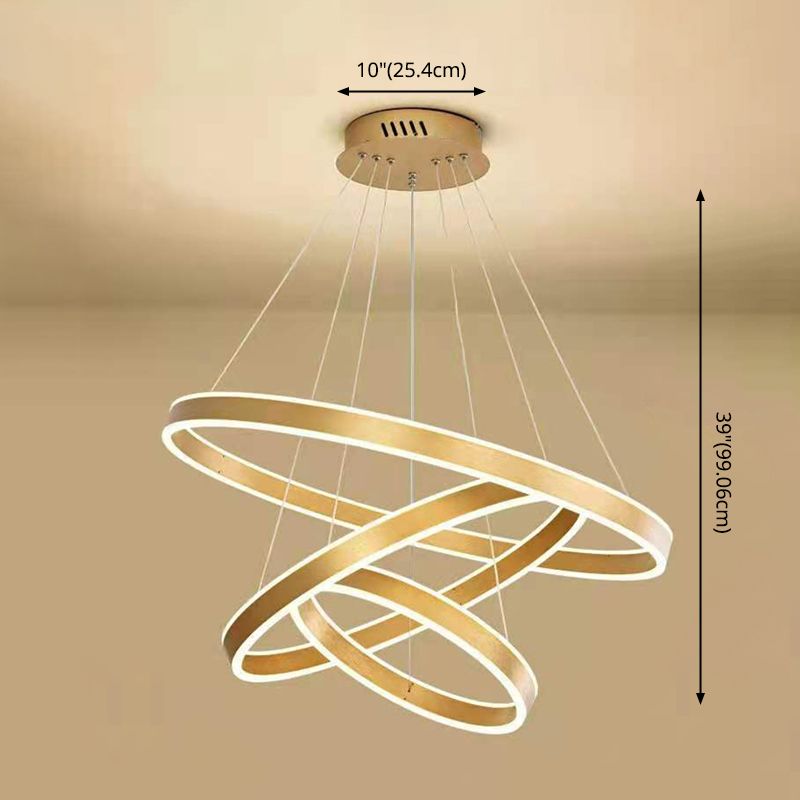 Rings Suspended Lighting Fixture Contemporary Style LED Metal Chandelier Lighting