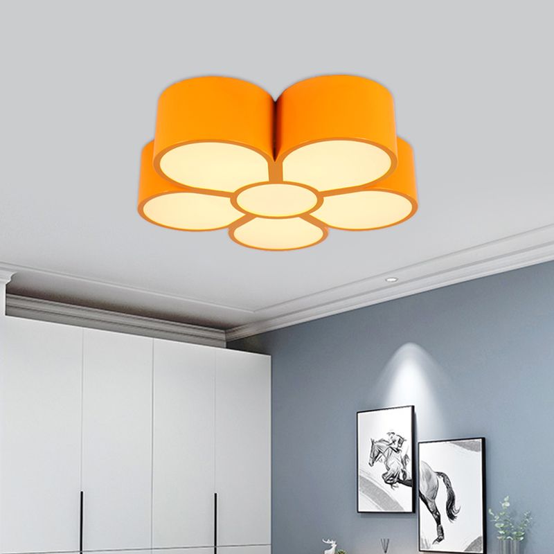 Yellow/Red/Pink Floral Ceiling Lighting Kids Style Acrylic LED Flush Mount Fixture for Living Room