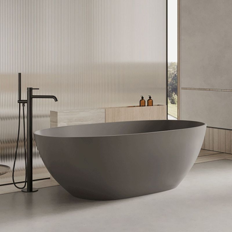 Modern Stone Bathtub Freestanding Soaking Bathtub , 22.05-inch Tall