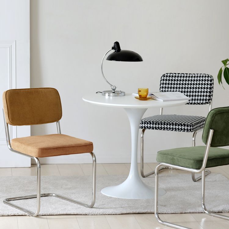 Industriële stijl Open achterkant Dining zijstoel gestoffeerde armloze eetkamerstoelen (set van 2)