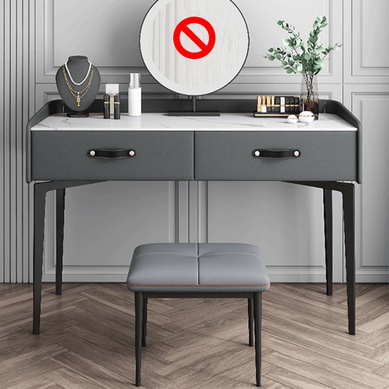 Faux Leather Vanity Desk and Stool in Orange/Grey Dressing Table