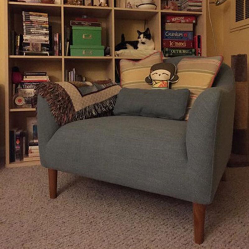 31.5"H Square Arm Linen Solid Color Scandinavian Curved Sofa