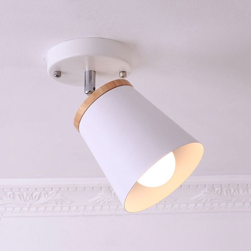 1/2/3-Bulb Semi Flush Light Modernism Tapered Shade Metal Rotatable Semi Flush Mount Light in White for Living Room