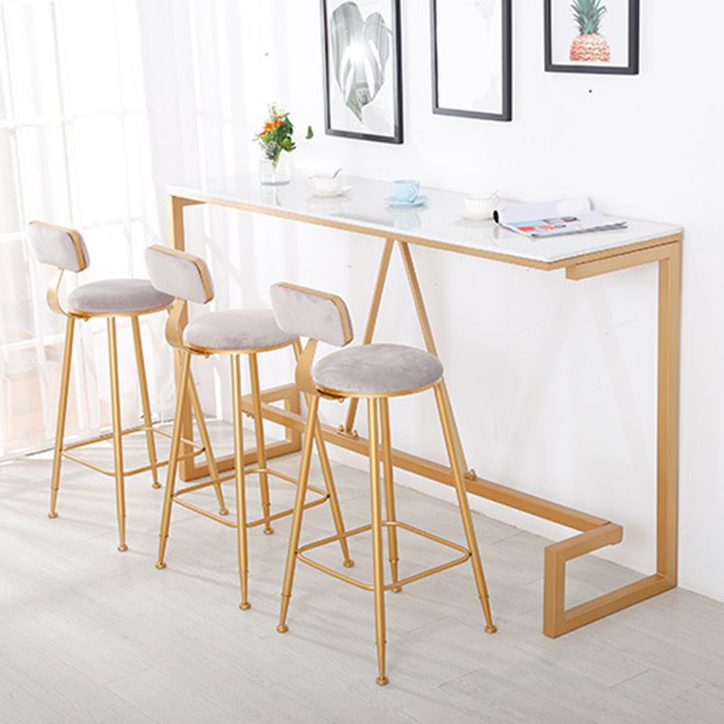 Glam Bar Height Table Faux Marble Top Bistro Bar Table with Gold Base