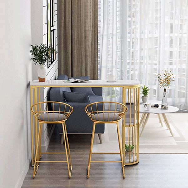 White Marble Bar Dining Table Glam Double Pedestal Bar Height Table