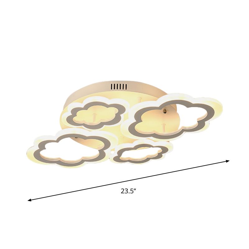 Lámpara empotrada para sala de estar en la nube, acrílico, 4/8 luces, iluminación empotrada de dibujos animados en blanco