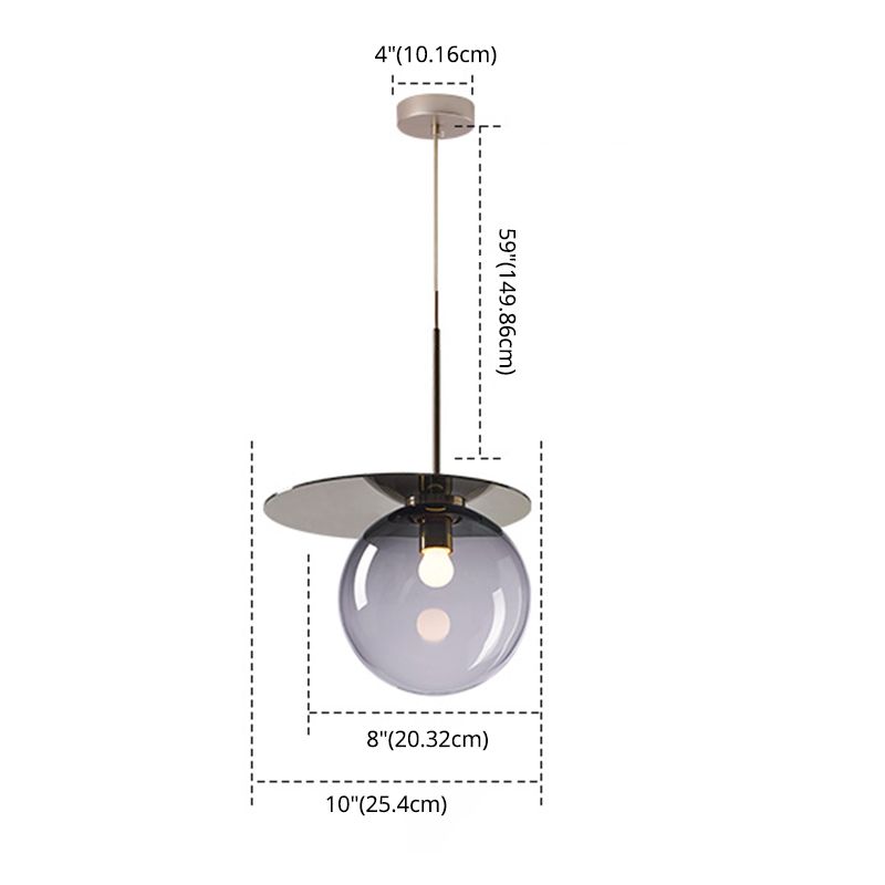 Global Shade Pendant Light Novelty Nordic Glass 1-Light Dining Room Suspension Light