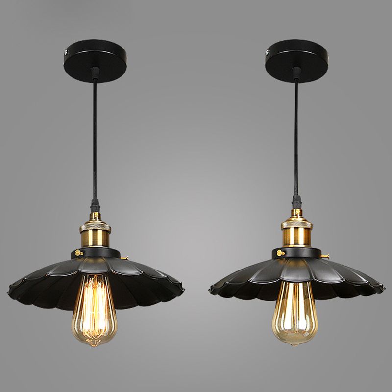 Zwart single hanger licht in industrieel retro -stijl smeedijzeren hangend licht voor coffeeshop