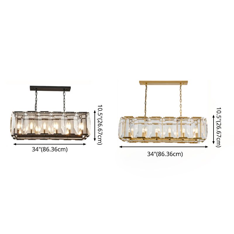 Rectángulo Corte Crystal Island colgante lineal Luces colgantes de la isla de la sala de estar moderna