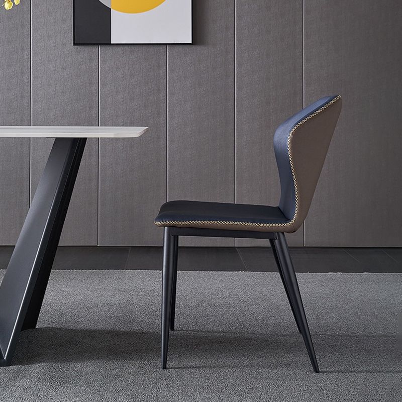 Silla de comedor sin brazos Wingback de diseño industrial Sillas de comedor de piel sintética