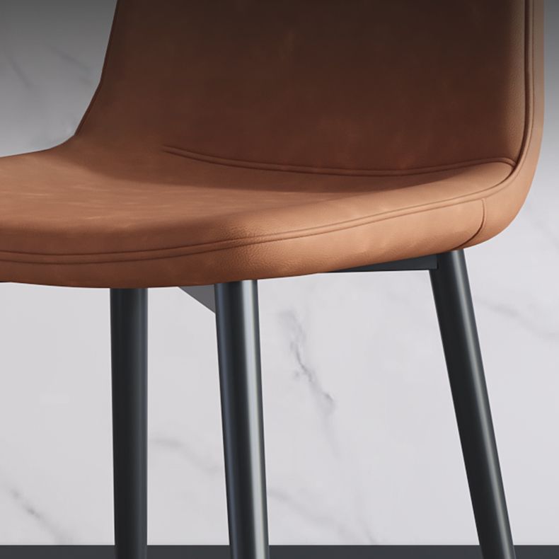 Industrial Metal Dining Room Chair PU Leather Armless Chairs for Home Use (Set of 4)