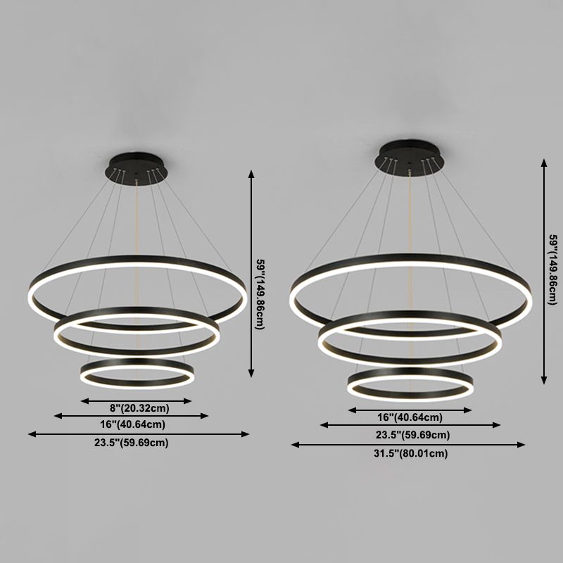 Nordic Layered Chandelier Metal Circle Chandelier Pendant for Living Room