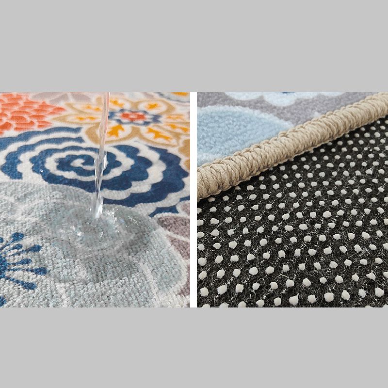 Traditionele bloemen gedrukt tapijt vierkleurig polyester gebied tapijt niet-slip achterste vloerkleed voor het leven
