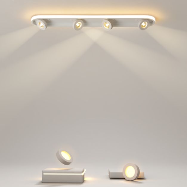 Plafonnier LED réglable à 4 lumières, avec têtes d'éclairage sur rail linéaire en aluminium, de Style moderne, pour salon