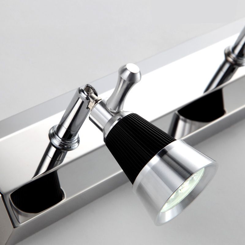 Multi Lights Metal Wall Lighting Modern Style Mirror Wall Mounted Light Fixture in Silver