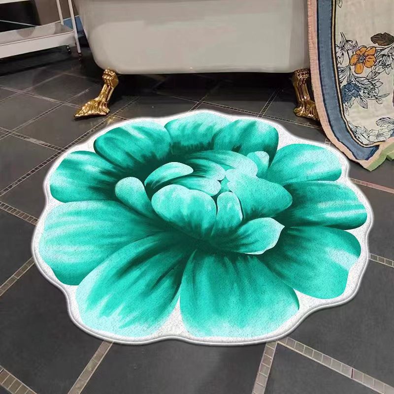 Irregular Shape Colorful Flowers Rug Stain Resistant Loom Rug for Bedroom