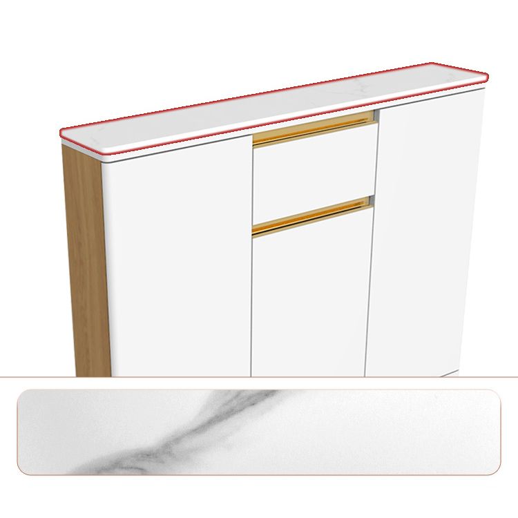 White Modern Server Engineered Wood and Rubber Wood Cabinets with Drawer