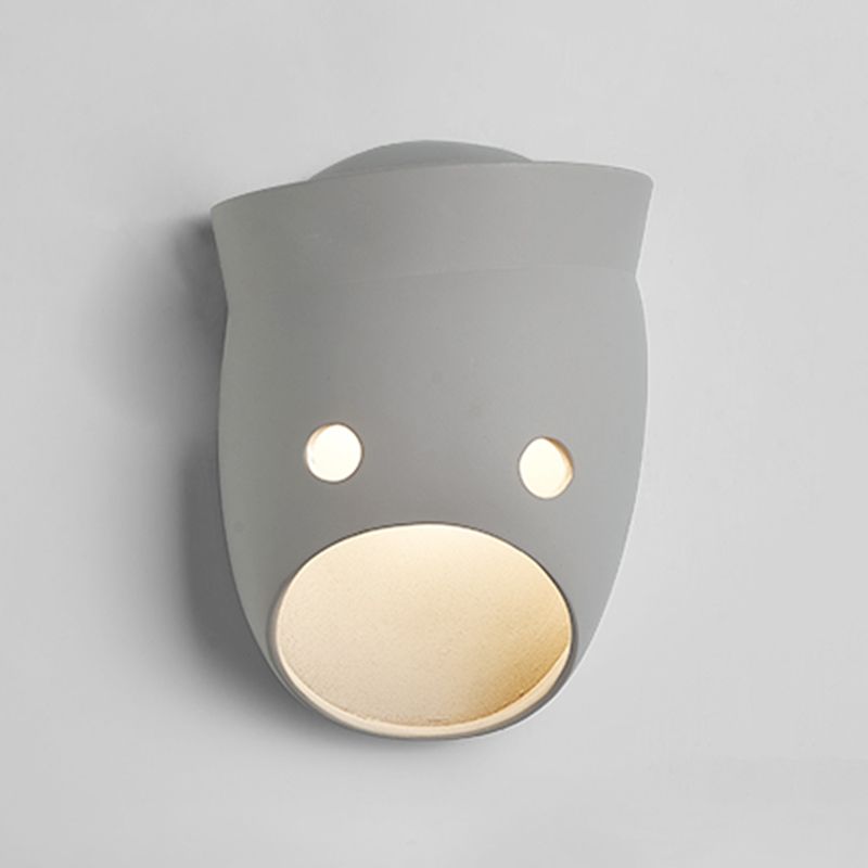 Modern Metal Wall Sconce Mask Shape Wall Light with Resin Shade for Living Room
