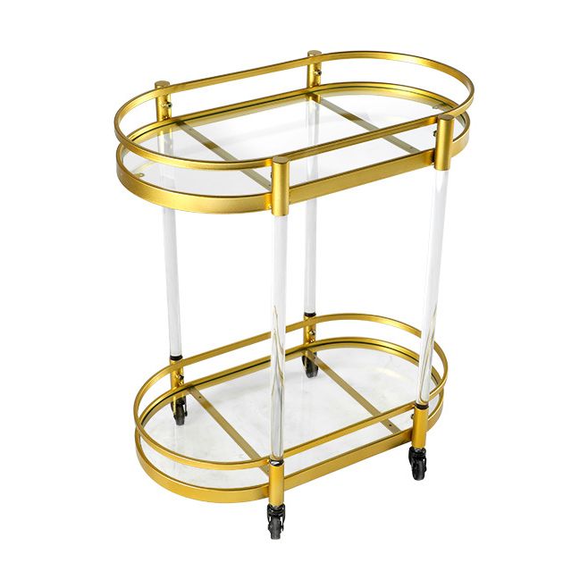 Modern Style Oval Metal Prep Table 29.53"H Rolling Glass Prep Table for Home Use