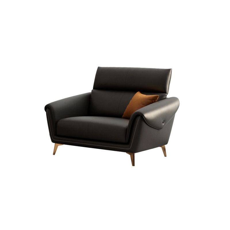 Contemporary Black Sewn Pillow Back Sloped Arm for Living Room Sofa