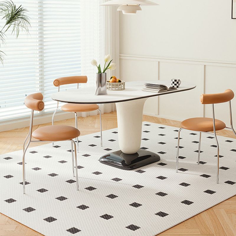 Contemporary Kitchen Dinner Table Oval Pedestal Dining Table