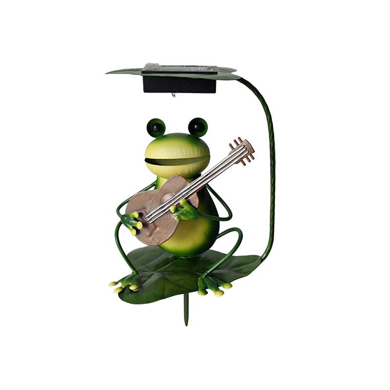 Frog and Violin/Guitar/Crown Solar Lamp Countryside Metal Green LED Ground Lighting for Garden