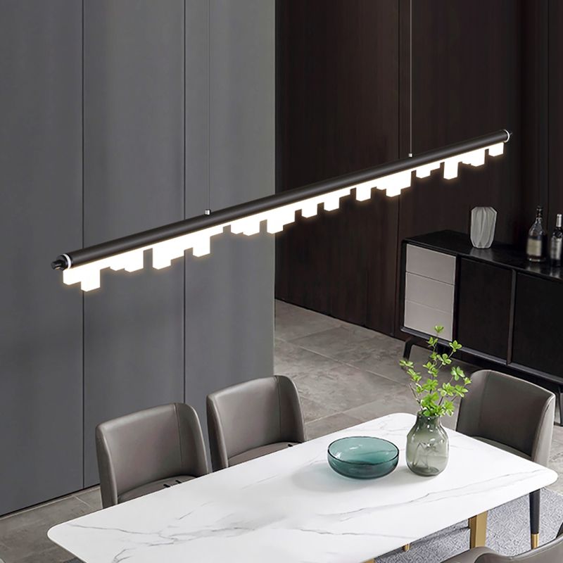 1-Light Linear Island Lights Contemporary Metal Island Ceiling Light