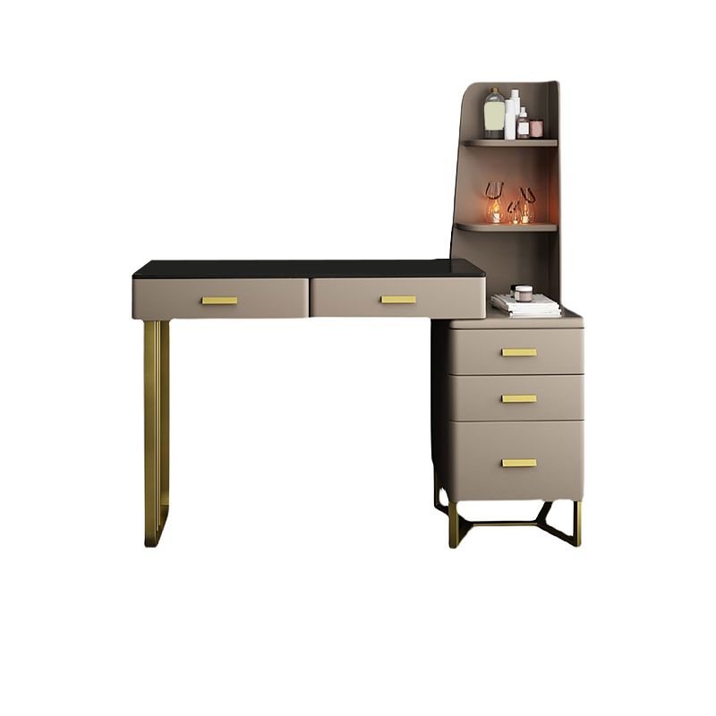 2-piece Vanity Table Set with Padded Stool Metal Make-up Vanity