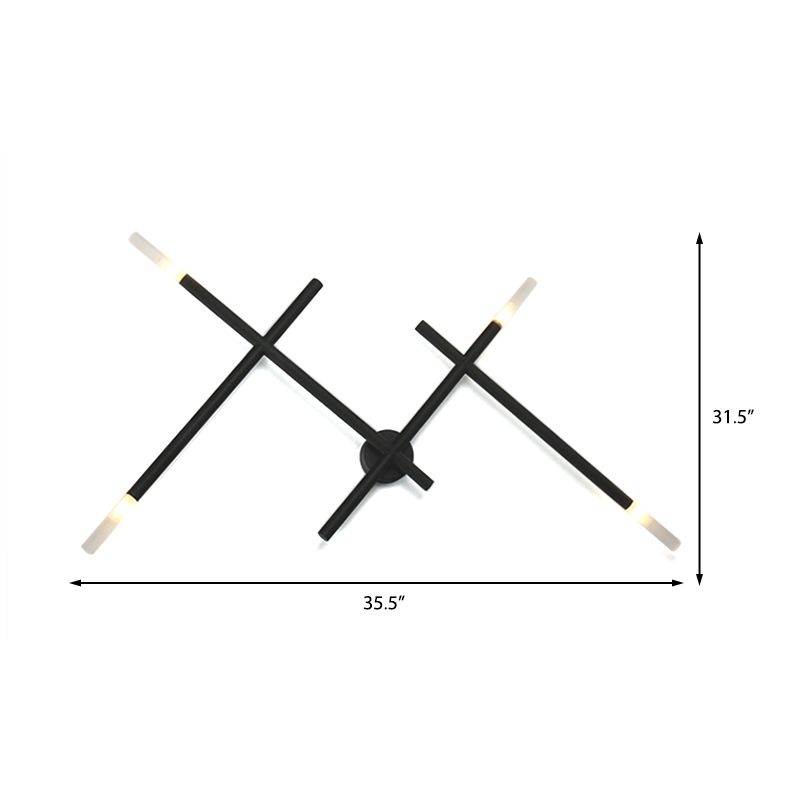 Finition noire Appiculture murale linéaire avec forme de métal industriel 4 lumières Light Salon Mouin Moup de salon