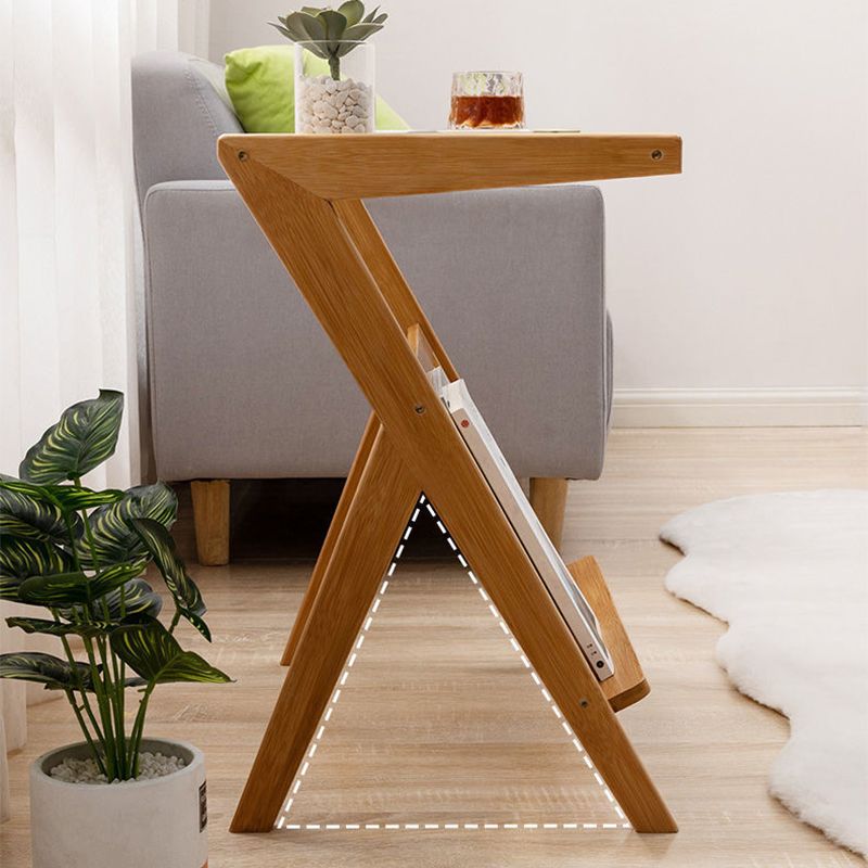 Rectangular Glass Top Side Table Natural/Brown 22.04" Tall End Table