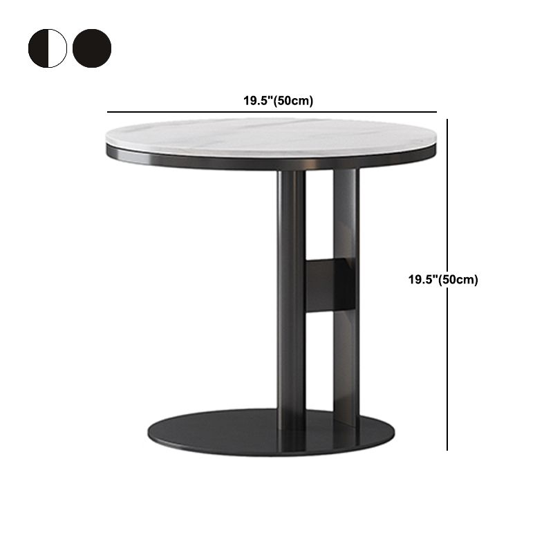 19.6" Tall Modern Round Slate Top Side Table Iron Abstract End Table