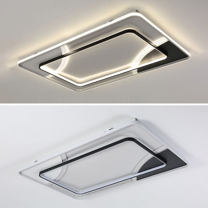 Plafonnier LED minimaliste plafonnier géométrique noir et blanc avec abat-jour en acrylique