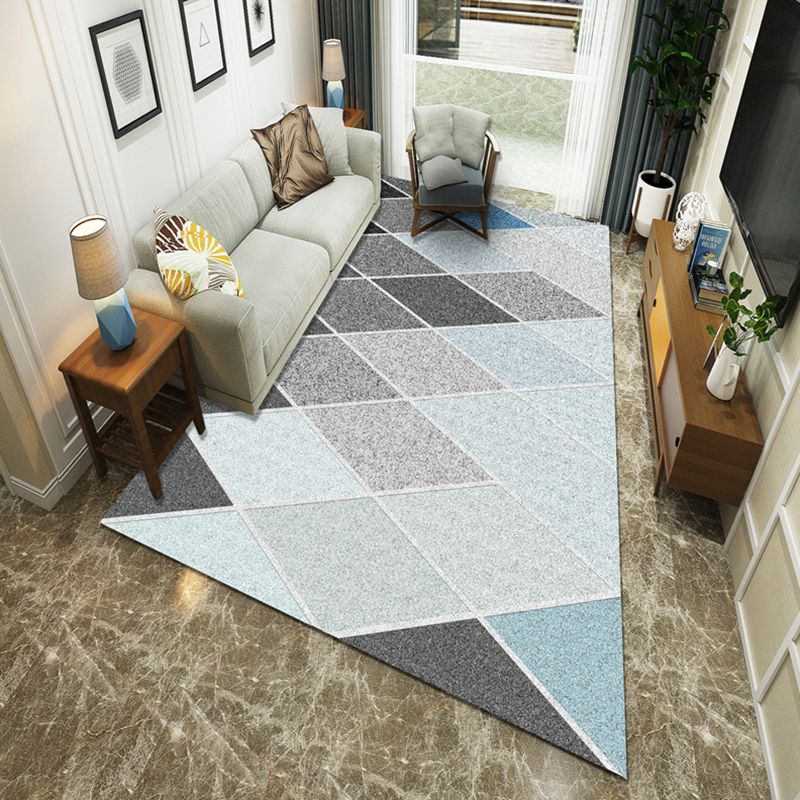 Modernist Geometric Block Rug Multicolor Synthetics Rug Stain Resistant Washable Non-Slip Rug for Family Room