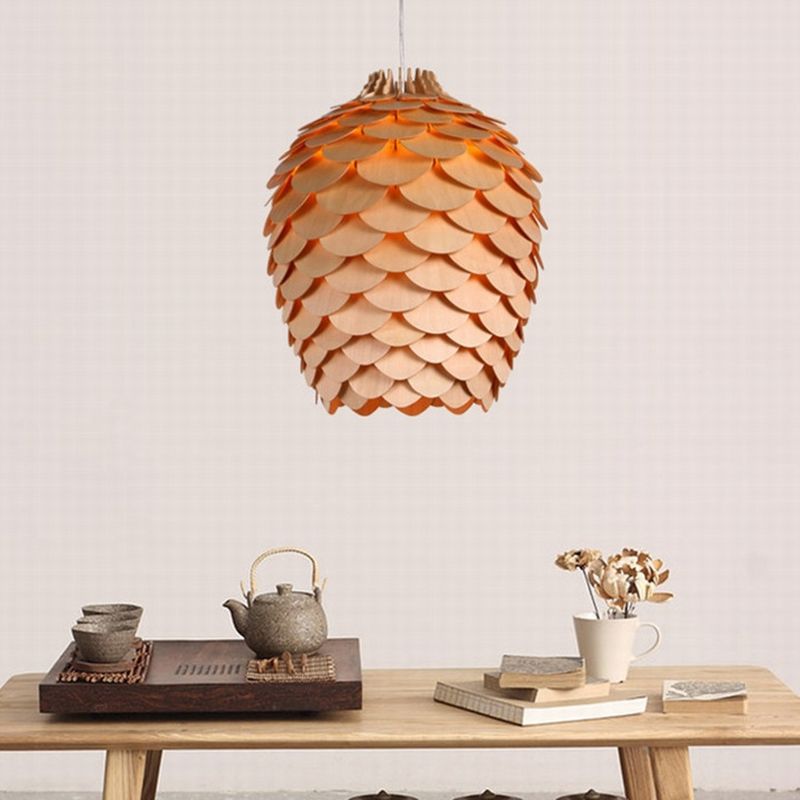 Éclairage de suspension en bois moderne minimaliste pour salon