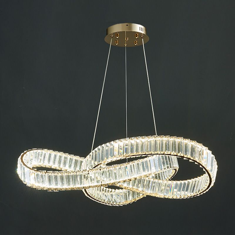 Light Luxury Style Chandelier Pendant Light Linear Crystal Hanging Light Fixtures