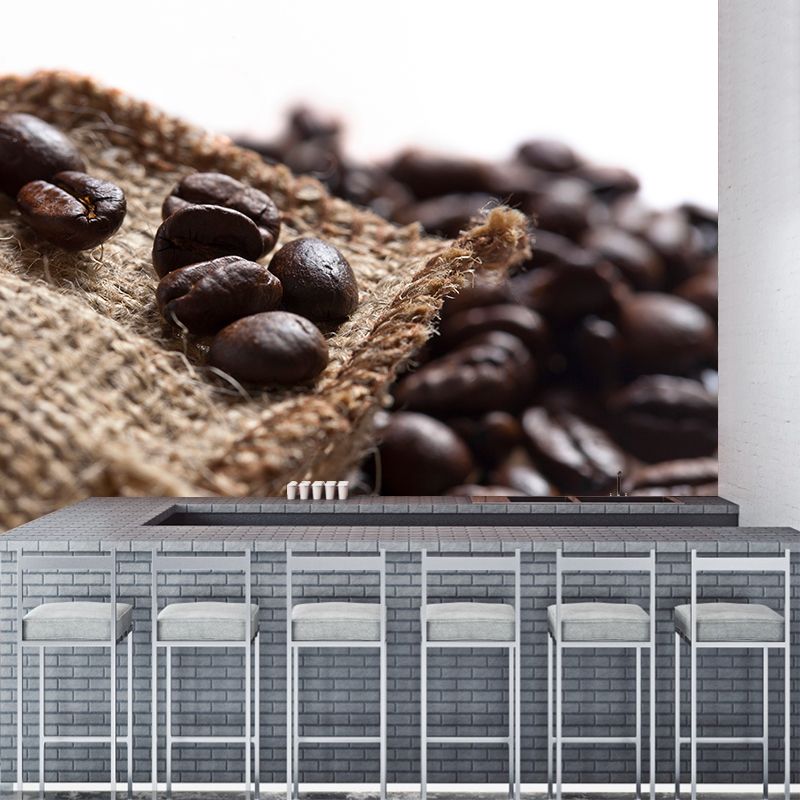 Coffee Beans Mural Wallpaper Moisture Resistant Wall Art for Coffee Shop