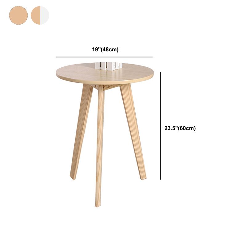 Scandinavian 23.6"/27.5" Round Wooden Top Side Table 3 Legs End Table