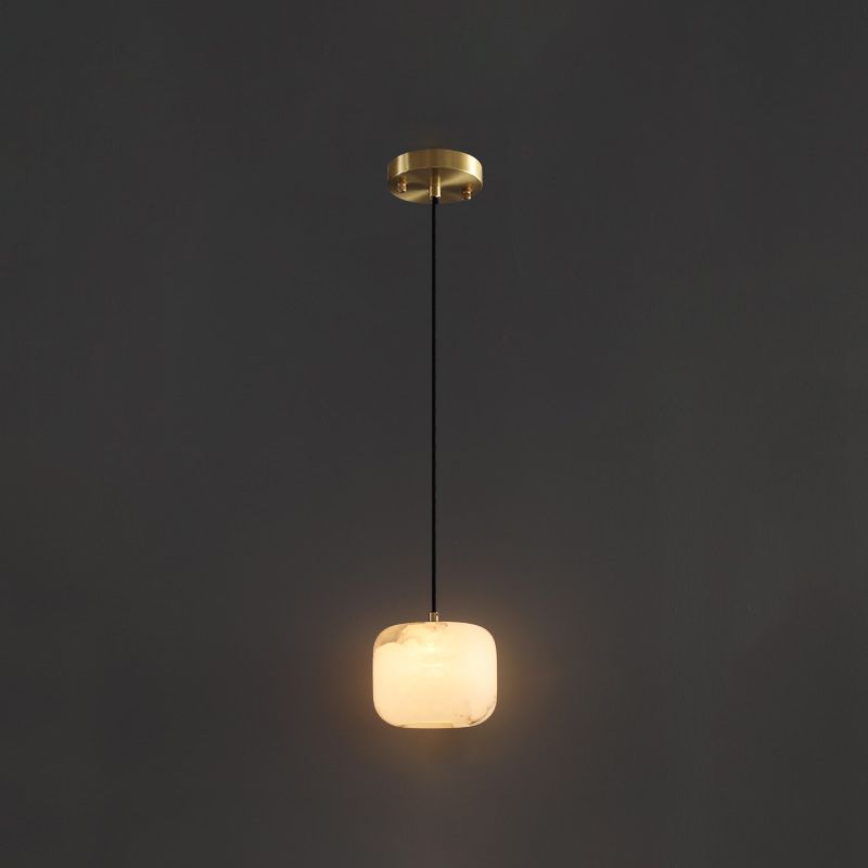 Nordic Brick Shade Pendant Light, Minimalist Marble Hanging Light in White