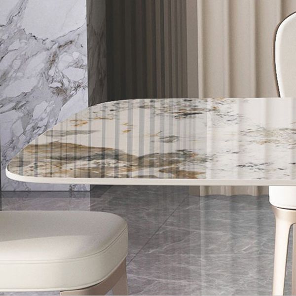 Sintered Stone Dining Table Traditional Luxury Rectangle Table with Pedestal Base