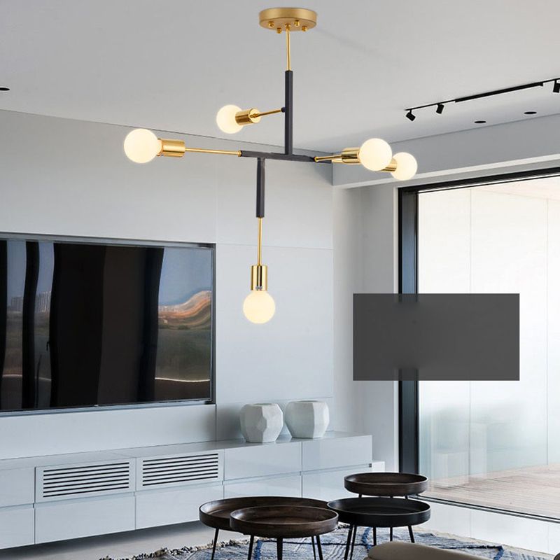 Postmoderne Postmodern Fer and Glass Chandelier Lighttures Restaurage Poulier de suspension