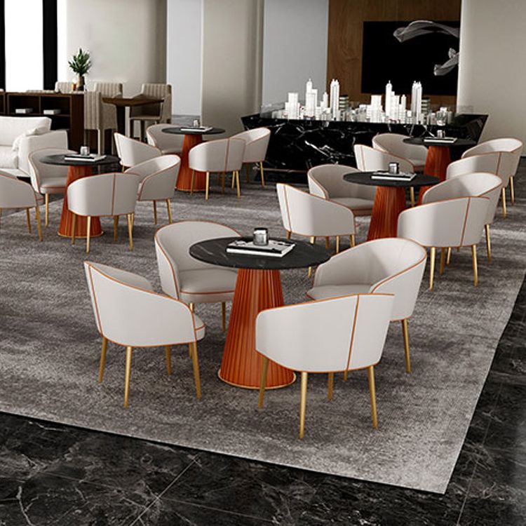 1/3/4/5 Pcs Metal Modern Dining Room Set with Round Table and Metal Base Dining Set