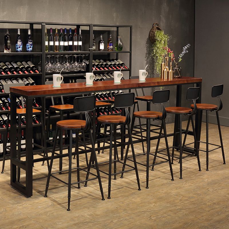 Rectangle Wood Bar Dining Table Modern Bar Table with Trestle Base