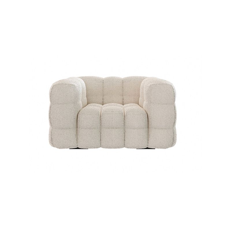 White Biscuit Back Sofa Stain Resistant Modern Tuxedo Arm Sofa