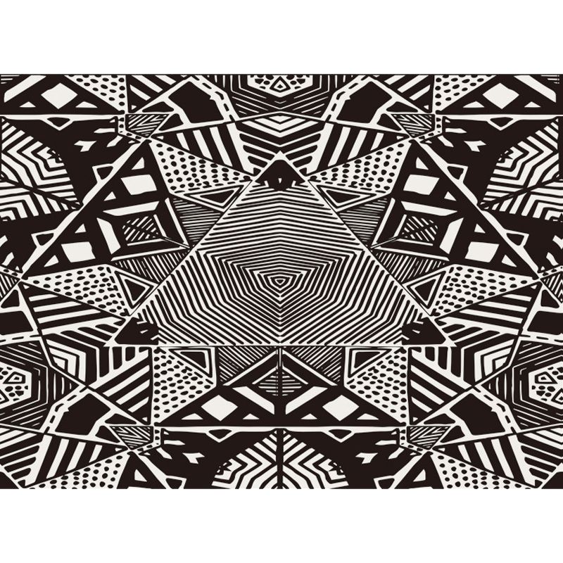 Nordic Modern Rug in Black Lines Dots Pattern Rug Polyester Machine Washable Carpet for Home Decoration
