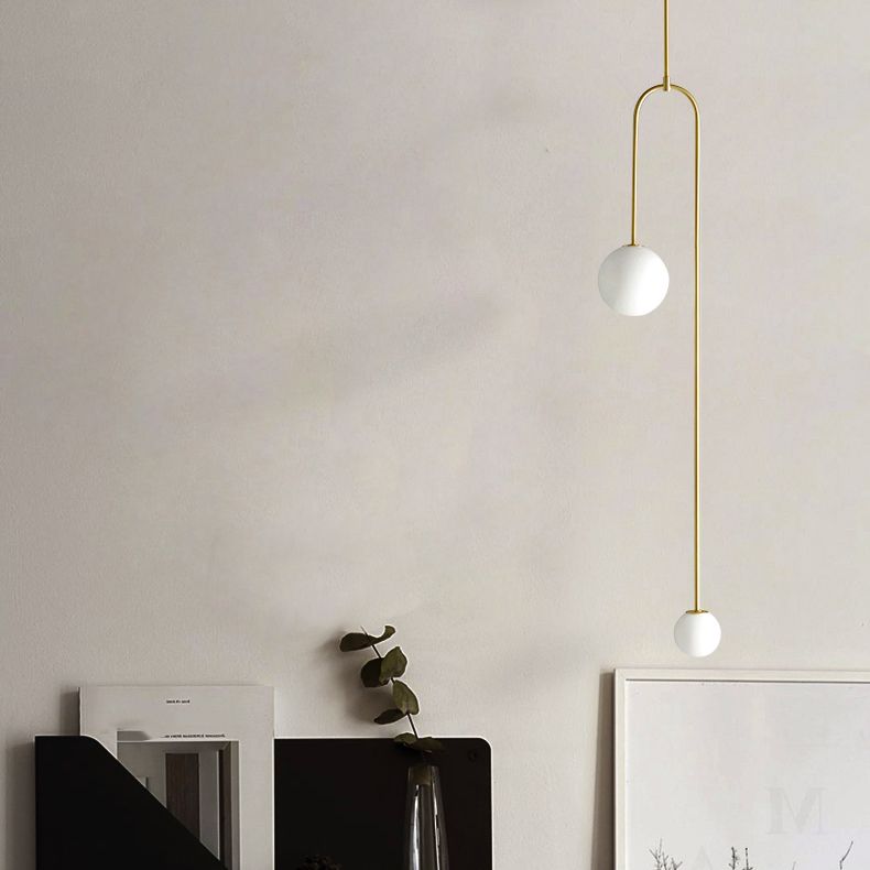 Glass Ball Shade Hanging Light Contemporary Pendent Lighting Fixture for Drawing Room