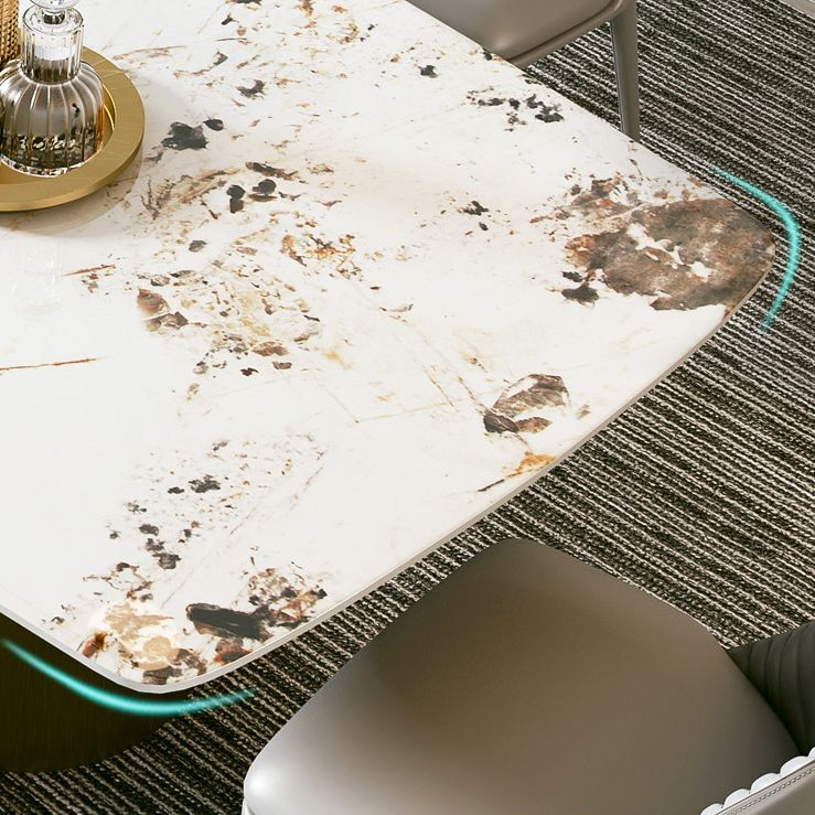 Modern Sintered Stone Table Dining Rectangle Table with Metal Legs for Home Use
