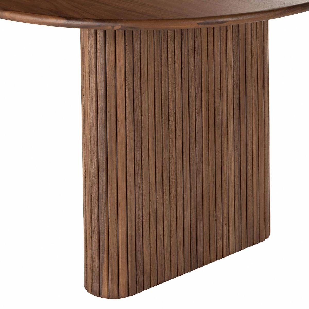 Solid Wood Top Dining Table Modern Oval Table with Double Pedestal for Kitchen