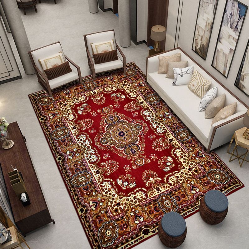 Traditioneel gebied Rug medaillonpatroon binnen tapijt wasbaar wasbaar polyester tapijt met niet-slip rug