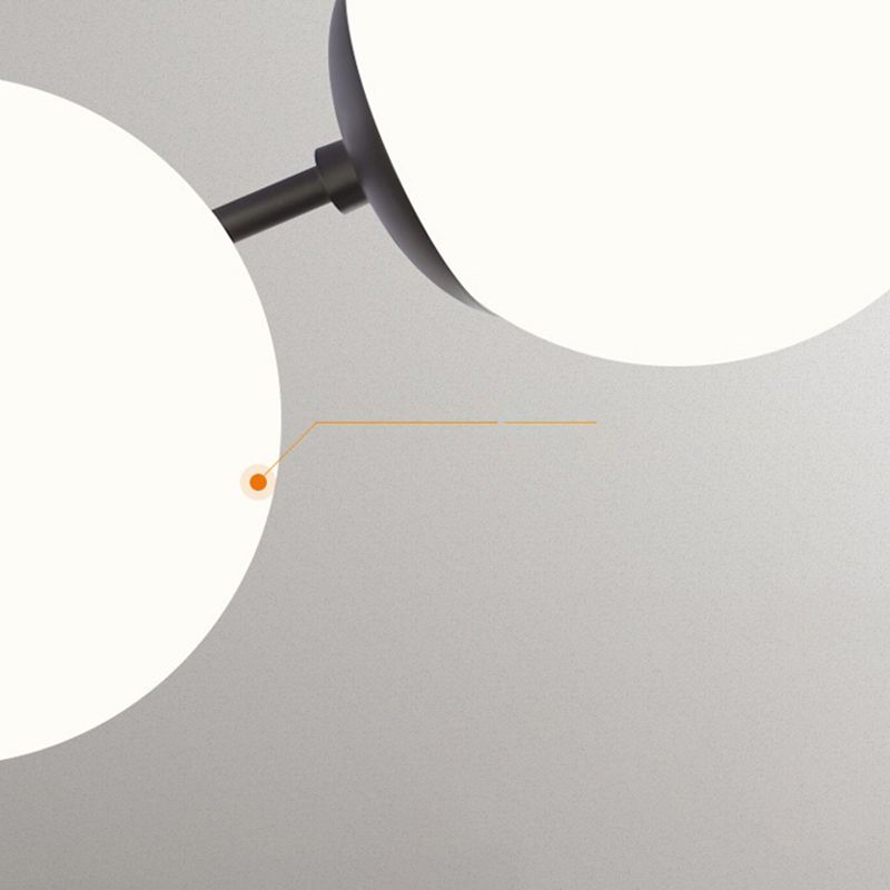 Nordic Globe Chandelier Black Multi Light Hanging Light with White Glass for Bedroom