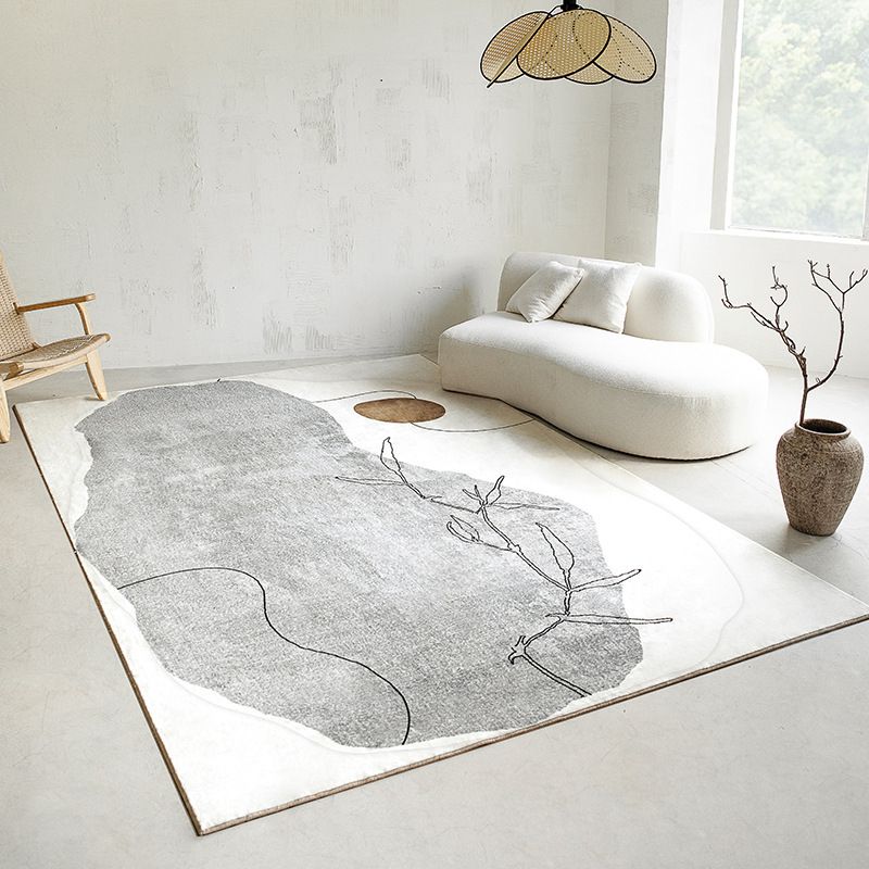 Modern Contrast Panel Rug Washable Polyester Carpet with Non-Slip Backing Indoor Rug